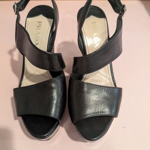 Prada Black Heels with Adjustable Ankle Strap